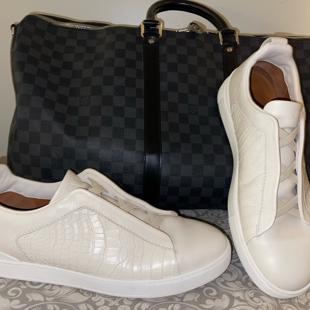 Mens Size 13 US Zegna Triple Stitch leather sneakers LHALNS5594Z Alligator $3690